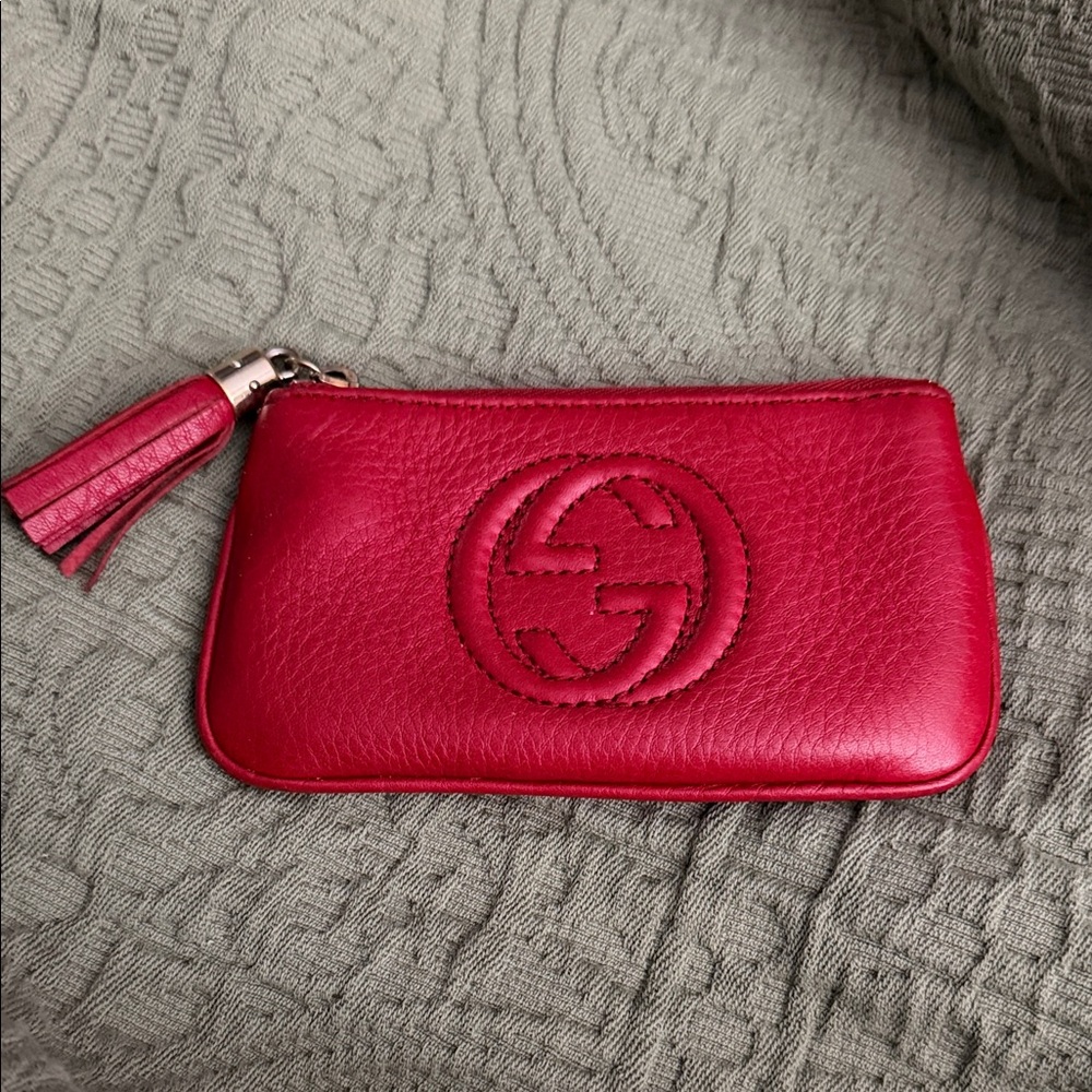 Gucci Vibrant Red Leather Wristlet